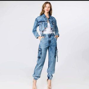 American Bazi Distressed Cropped Jacket and Joggers